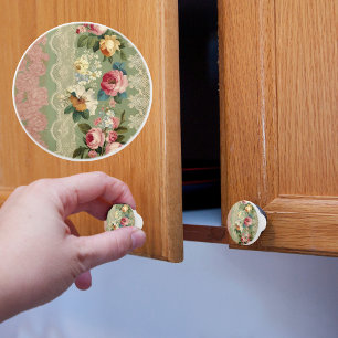 Bouton De Porte En Céramique Élégantes rayures Vintages