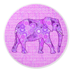 Bouton De Porte En Céramique Élément tourbillonnant fractal - violet et orchidé