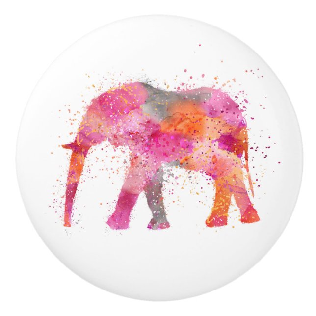 Bouton De Porte En Céramique Éléphant Artsy (Devant)