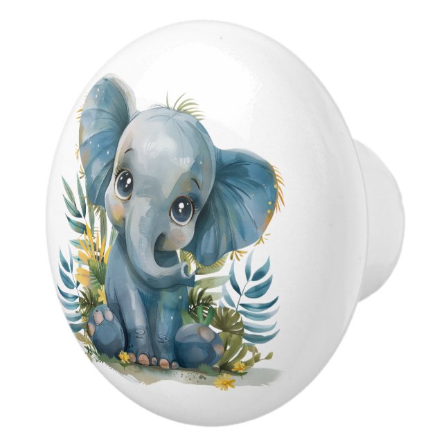 Bouton De Porte En Céramique Elephant Big Eyed Baby (Droite)