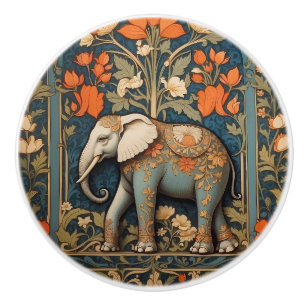 Bouton De Porte En Céramique Éléphant Décoré Inspiration Florale de William Mor