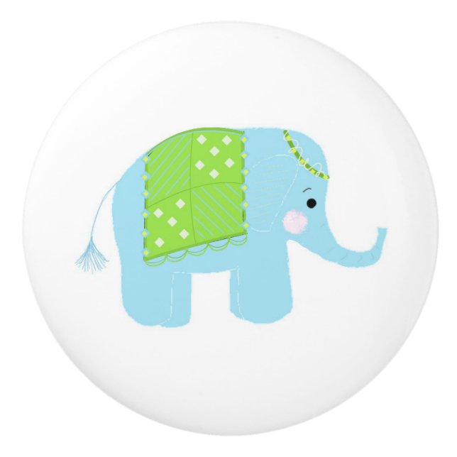 Bouton De Porte En Céramique Éléphant d'Inde (Devant)