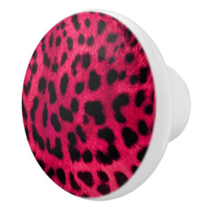 Bouton De Porte En Céramique Empreinte de léopard/Ceramic Knob/Hot Pink