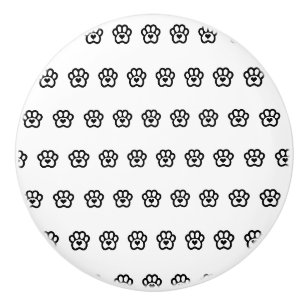 Bouton De Porte En Céramique Empreinte de patte minimale avec symbole de cœur p