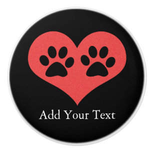 Bouton De Porte En Céramique Empreintes de pattes dans mon coeur par Shirley Ta