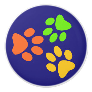 Bouton De Porte En Céramique Empreintes de pattes de corgi
