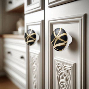 Bouton De Porte En Céramique Enveloppe ornée d'or noir moderne