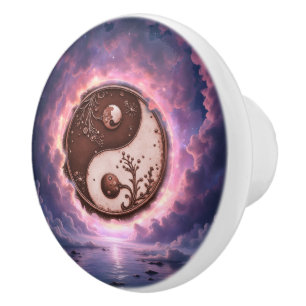 Bouton De Porte En Céramique Équilibre au clair de lune – Yin Yang de la lumièr