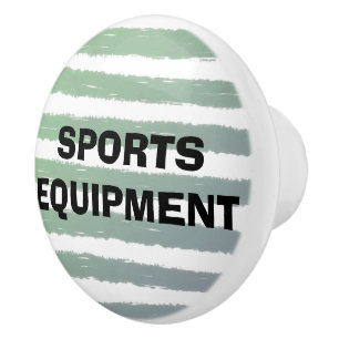 Bouton De Porte En Céramique Équipement de sport rayures vert gris aquarelle