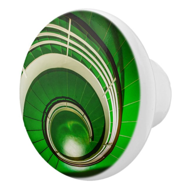Bouton De Porte En Céramique Escalier vert circulaire (Droite)