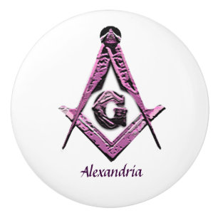 Bouton De Porte En Céramique Esprit maçonnique (rose)