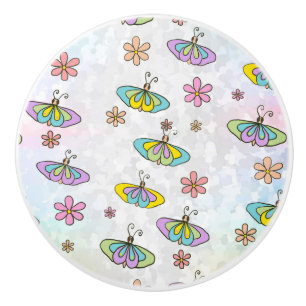 Bouton De Porte En Céramique Essaim de papillon