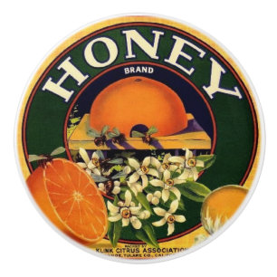 Bouton De Porte En Céramique étiquette de publicité vintage pour les fruits ora