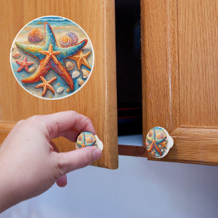 Bouton De Porte En Céramique Étoile de mer brillante