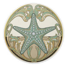 Étoile de mer Crème verte et Or Art Déco Nouveau