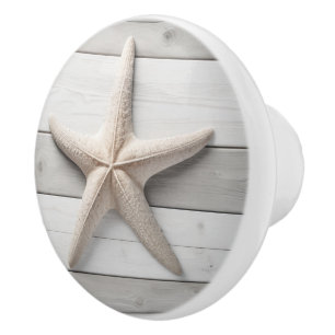 Bouton De Porte En Céramique Étoile de mer neutre Etoile de mer Beige Faux Tiro