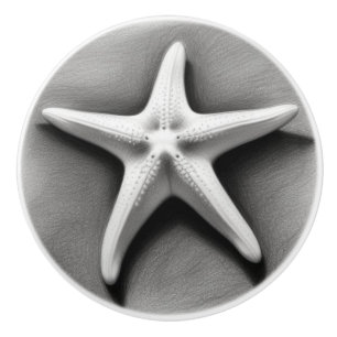 Bouton De Porte En Céramique Étoile de mer noire et blanche