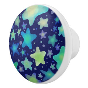 Bouton De Porte En Céramique Étoiles d'aquarelle brillantes