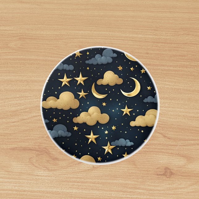 Bouton De Porte En Céramique étoiles de lune motif bleu (Créateur téléchargé)