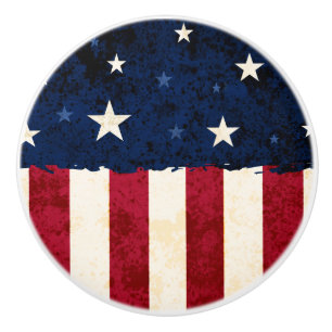 Bouton De Porte En Céramique Étoiles et drapeau americana des Etats-Unis de
