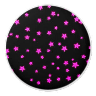 Bouton De Porte En Céramique Étoiles rose brillant sur l'espace noir Cool de ch