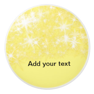 Bouton De Porte En Céramique Étoiles scintillantes de paillettes jaunes simples