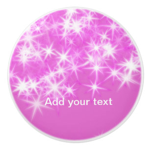 Bouton De Porte En Céramique Étoiles scintillantes de paillettes roses simples