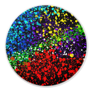 Bouton De Porte En Céramique Explosion de couleur points de peinture colorés mo