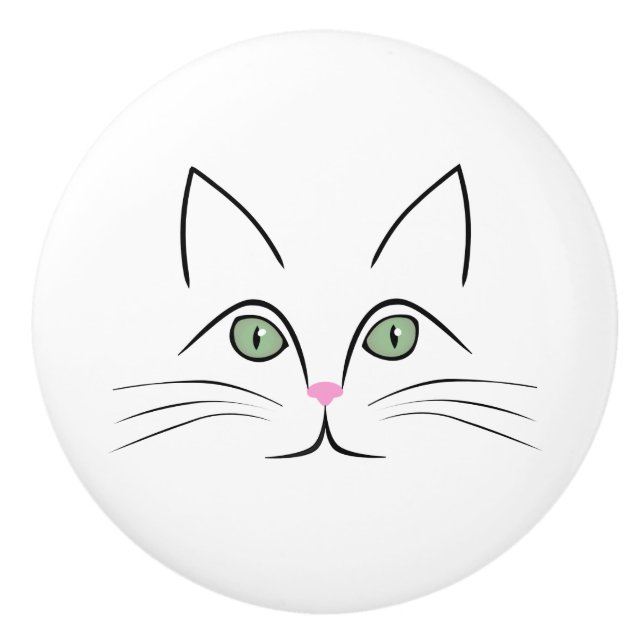 Bouton De Porte En Céramique Face de chat (Devant)