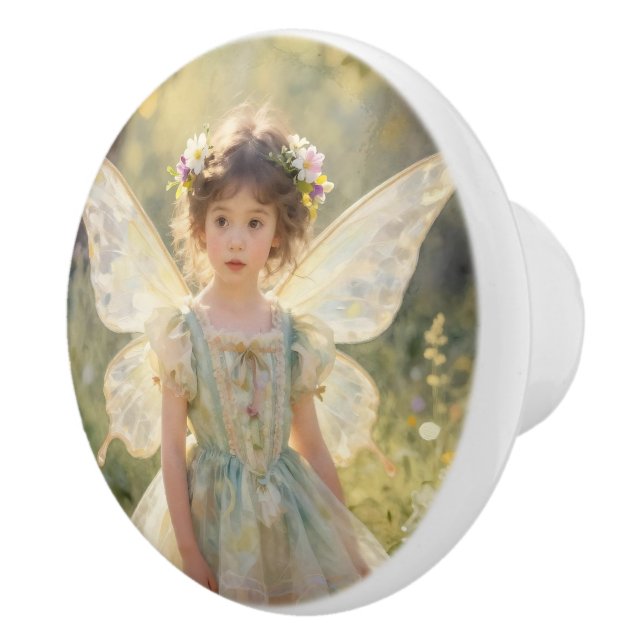 Bouton De Porte En Céramique Fairy Girl with Butterfly| Fairytale (Droite)
