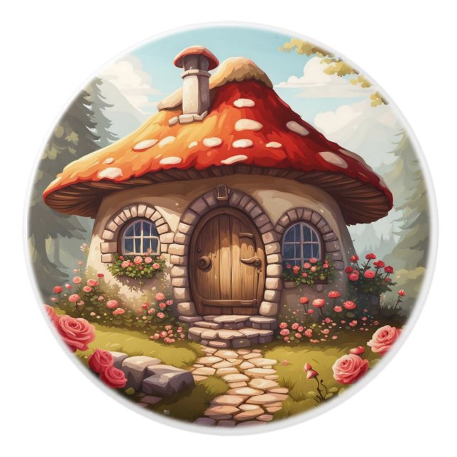 Bouton De Porte En Céramique Fairy Toadstool House (Devant)