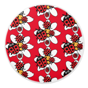 Bouton De Porte En Céramique Famille ladybird Et Ladybug