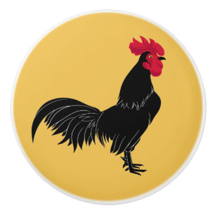 Bouton De Porte En Céramique Fancy Black Rooster Ceramic Knows