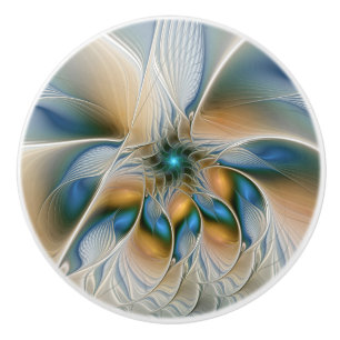 Bouton De Porte En Céramique Fantaisie abstraite et aérienne d'art fractal avec
