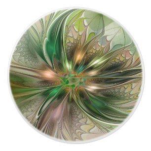 Bouton De Porte En Céramique Fantaisie Abstraite Moderne Fractale Colorée