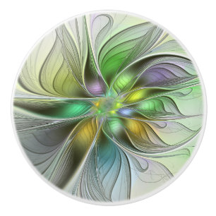 Bouton De Porte En Céramique Fantaisie de fleurs colorées abstraites modernes f