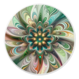Bouton De Porte En Céramique Fantaisie florale colorée abstraite moderne fracta