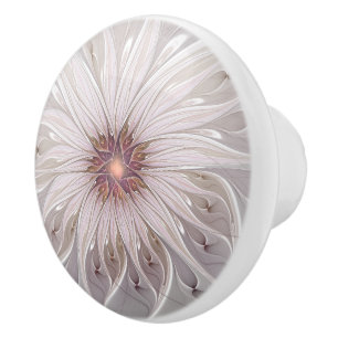 Bouton De Porte En Céramique Fantaisie florale, Fleur pastel moderne abstraite
