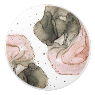 Bouton De Porte En Céramique Fantaisie Glamour Rose Noir Doré Éthéré Encre de C