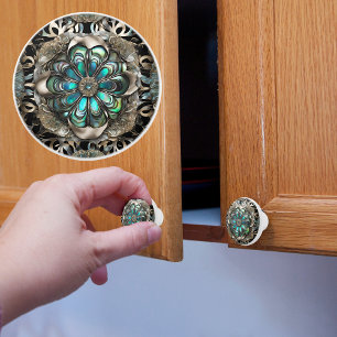 Bouton De Porte En Céramique Faux argent et ormeaux