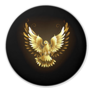 Bouton De Porte En Céramique Faux Gold Foil Peace Dove en noir