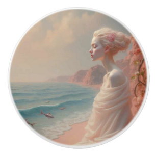 Bouton De Porte En Céramique Femme éthérée sur Dreamy Beach