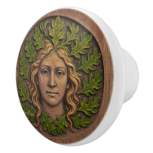 Bouton De Porte En Céramique Femme verte - Bois