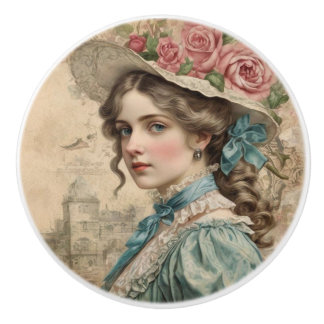 Bouton De Porte En Céramique Femme Victorienne Vintage Shabby Chic