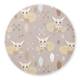 Bouton De Porte En Céramique Fennec macule des flèches et des plumes