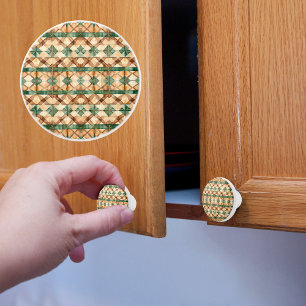 Bouton De Porte En Céramique Ferme Rustique Motif