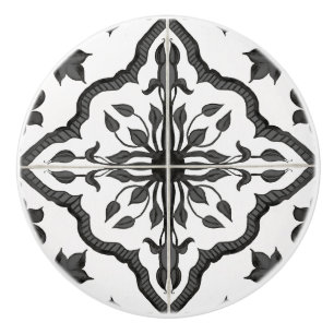Bouton De Porte En Céramique Ferme rustique Noir Blanc Folithe Carrelage Motif