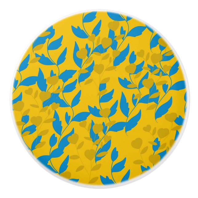 Bouton De Porte En Céramique feuille (Devant)