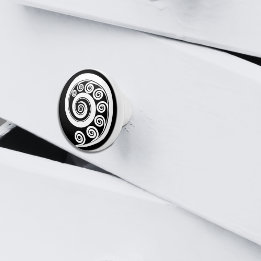 Bouton De Porte En Céramique Feuille de fougère botanique noire blanche minimal