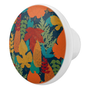 Bouton De Porte En Céramique Feuilles d'automne